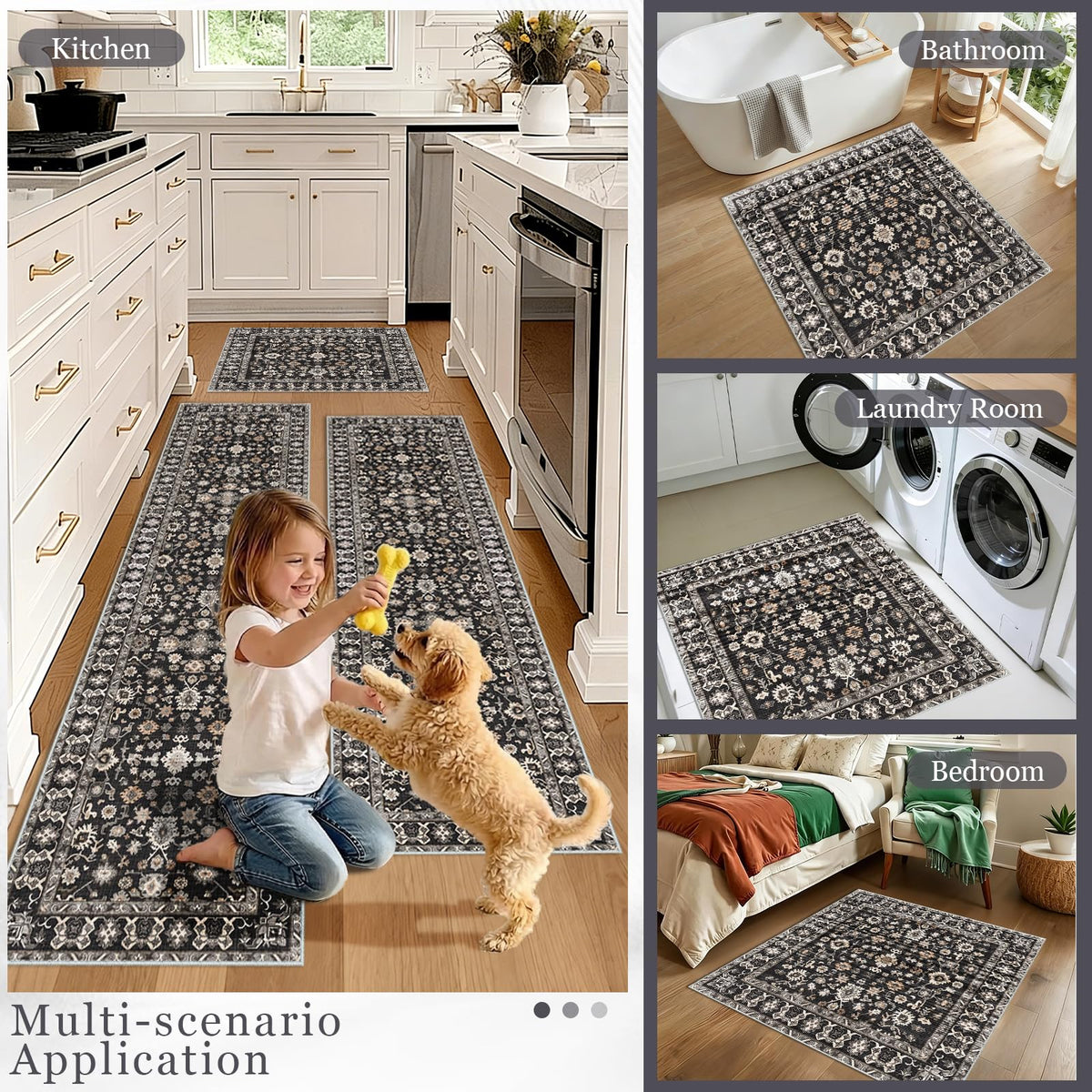 NYZEL 48x48 inch rug fits entryways and compact spaces.