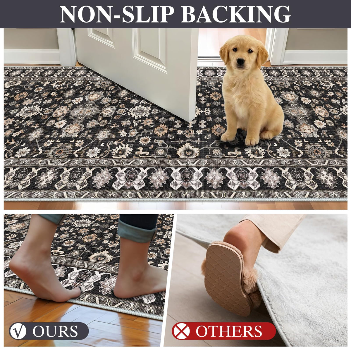 NYZEL 4x4 entryway rug suitable for kitchen and bathroom areas.