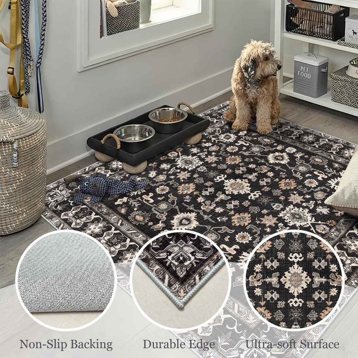 NYZEL 4x4 rug with soft pile for barefoot comfort.