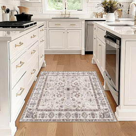 NYZEL washable 3x3 rug in bathroom offers soft comfort and easy cleaning.