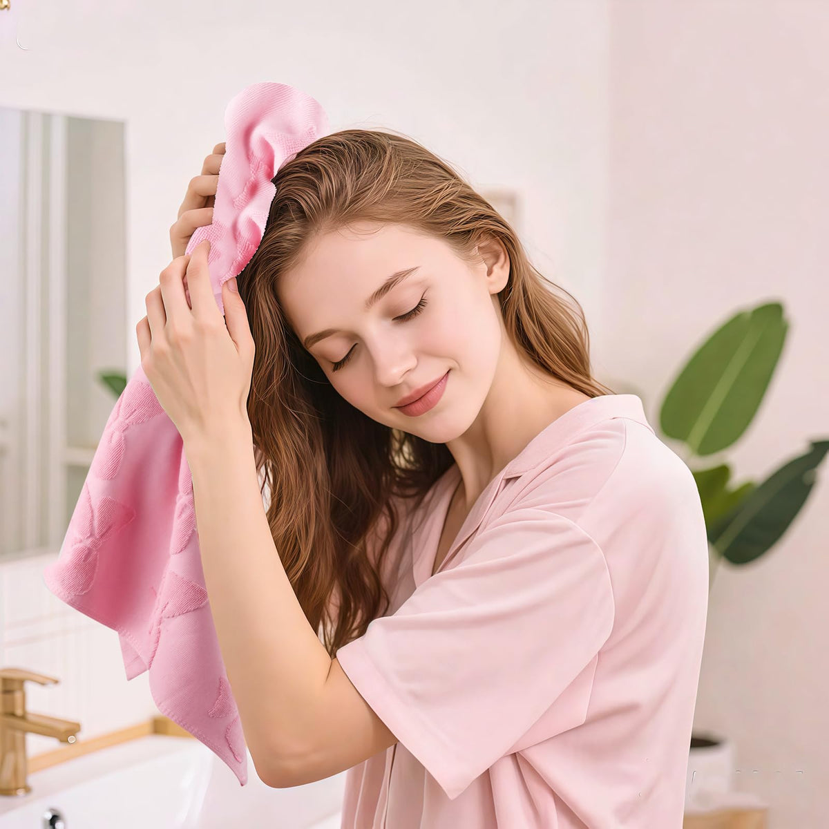 Pink bow accent detail on NZNDB towel adds decorative charm.