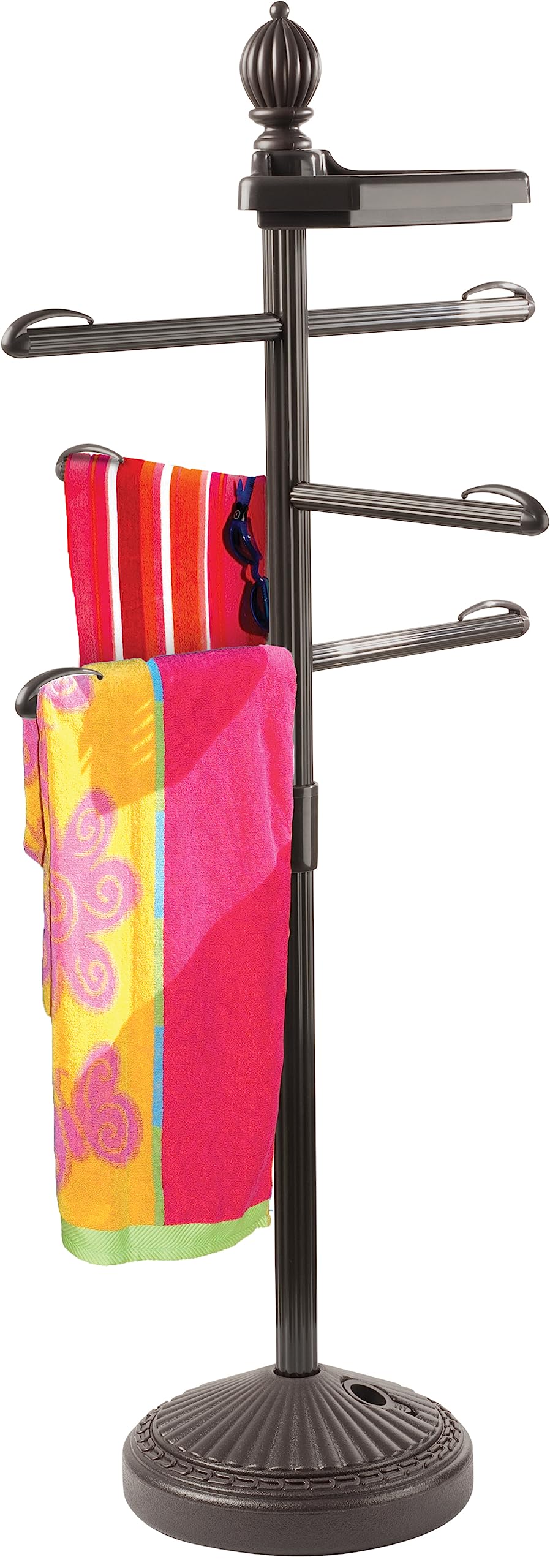 O2COOL Pool & Spa Valet with three towel bars for organized poolside storage.