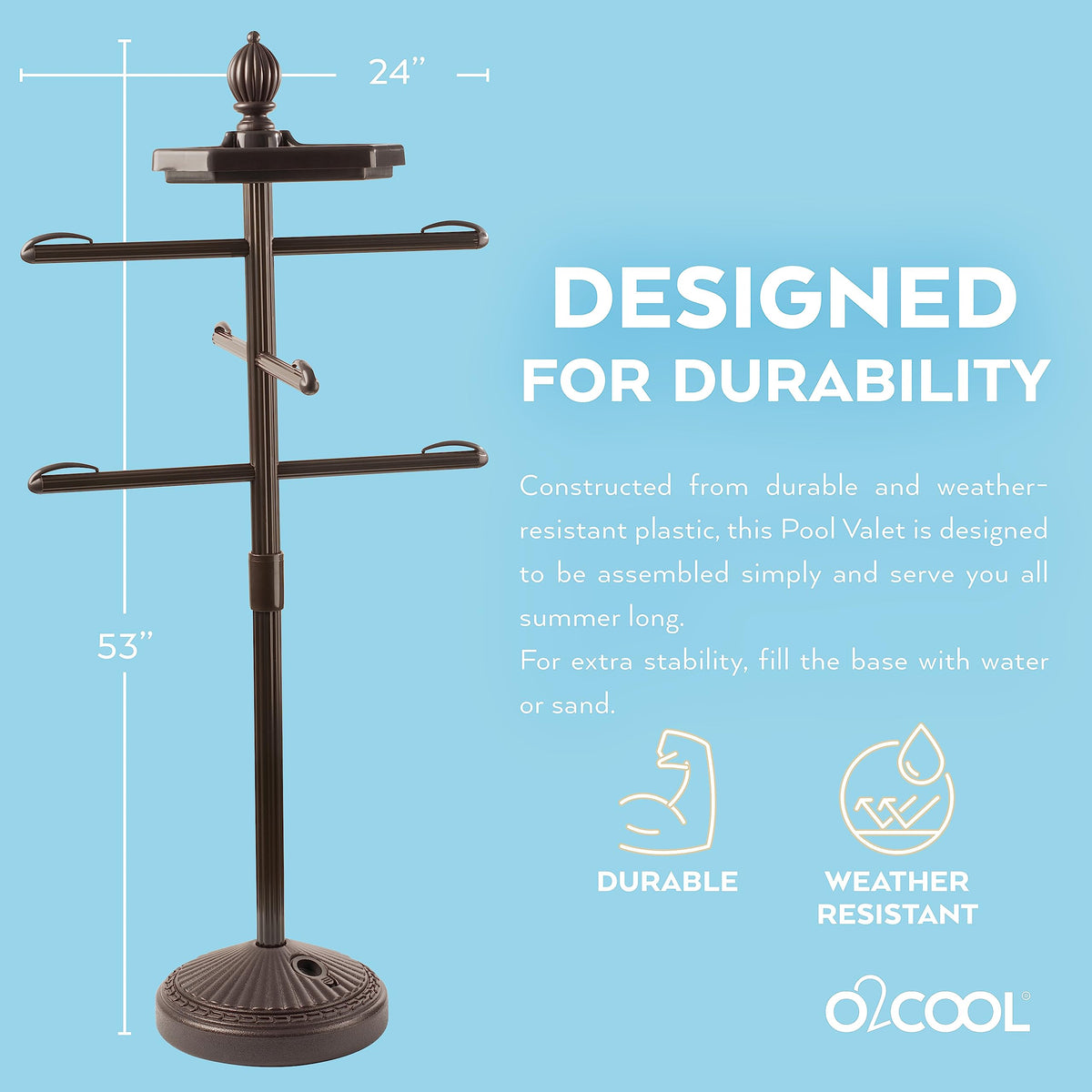 O2COOL Pool & Spa Valet assembly is tool-free for quick setup.