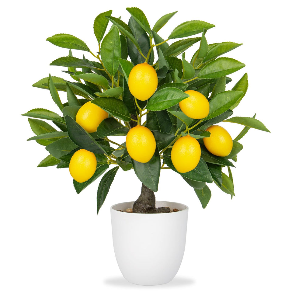 Oairse artificial lemon tree with white pot adds vibrant indoor color