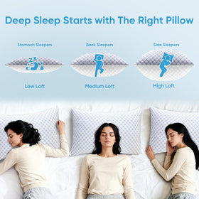 OAISZ cooling pillow set shown in a bedroom for everyday comfort.
