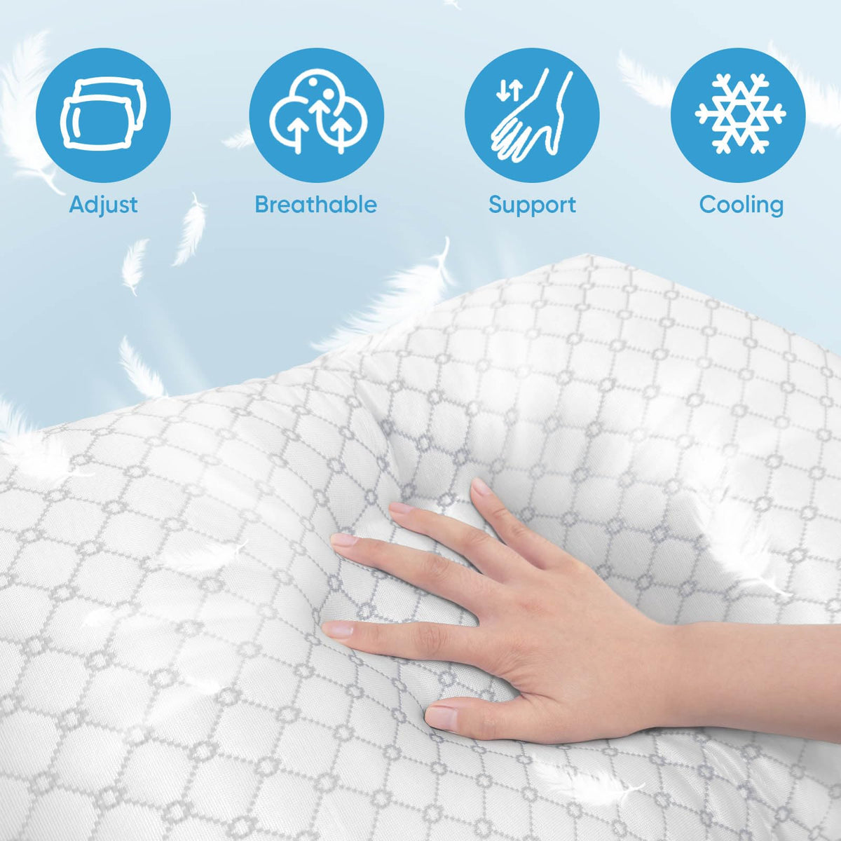 OAISZ queen-size pillow set of 2 offers plush support for multiple sleeping positions.