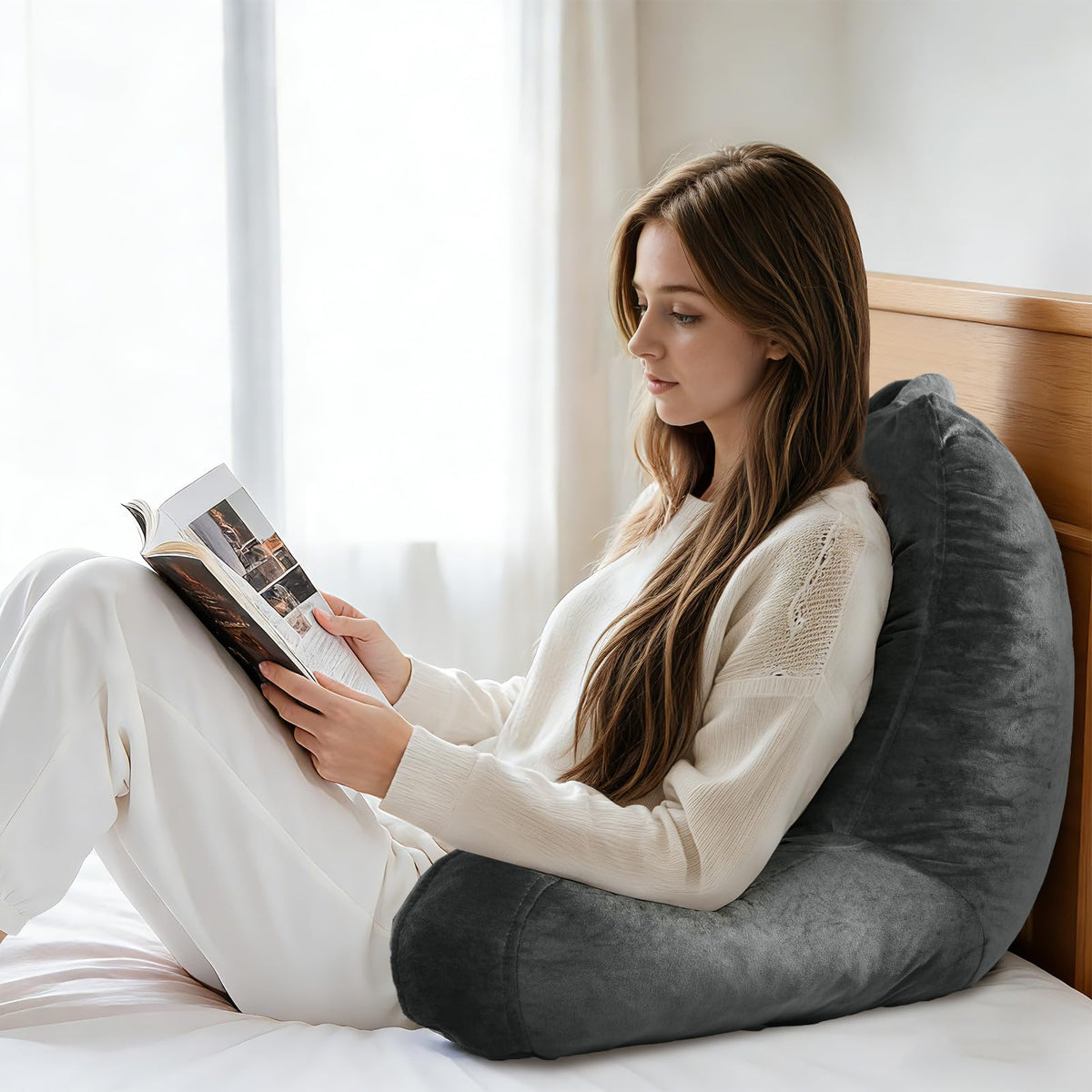 OAISZ Reading Pillow used as bed wedge elevating upper body