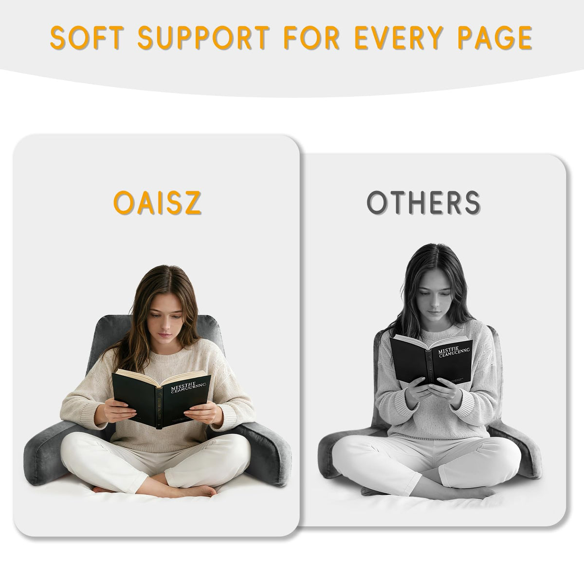 OAISZ Reading Pillow dimensions 19x17 inches in grey