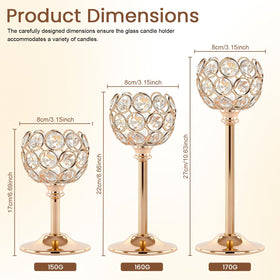 Oakernel gold crystal tealight holder, 8.4-inch height for layered centerpieces.