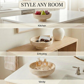 OAKOA beige-hued bowl with unique variations adds artisan charm to any room