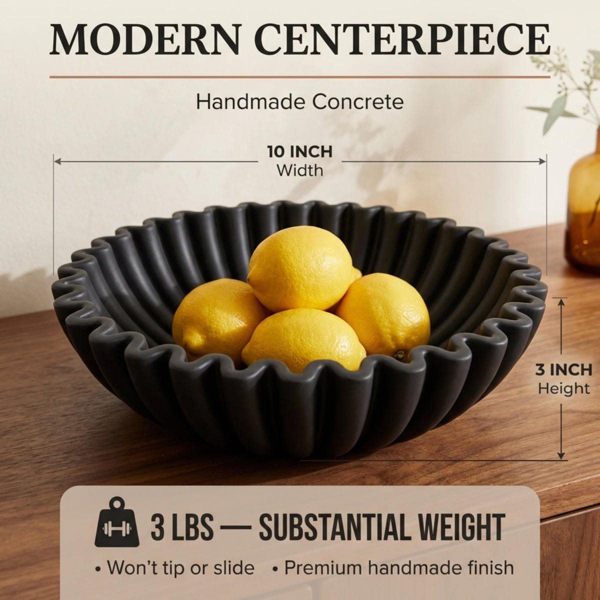OAKOA decorative bowl filled with fruit for minimalist kitchen display
