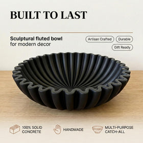 OAKOA concrete black bowl on counter showcasing versatile fruit and keys