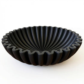 OAKOA concrete black decorative bowl front view, bold centerpiece for modern kitchens