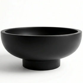 OAKOA concrete bowl in matte black with a smooth finish for modern decor.