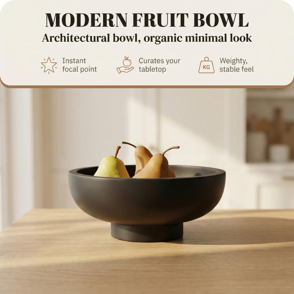 OAKOA concrete bowl with elevated foot detail adds elegant elevation.