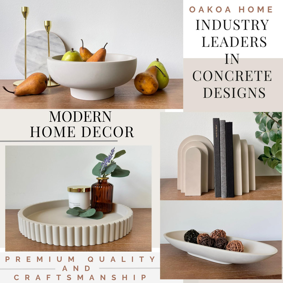 OAKOA concrete bowl footed-base design helps keep surfaces scratch-free.