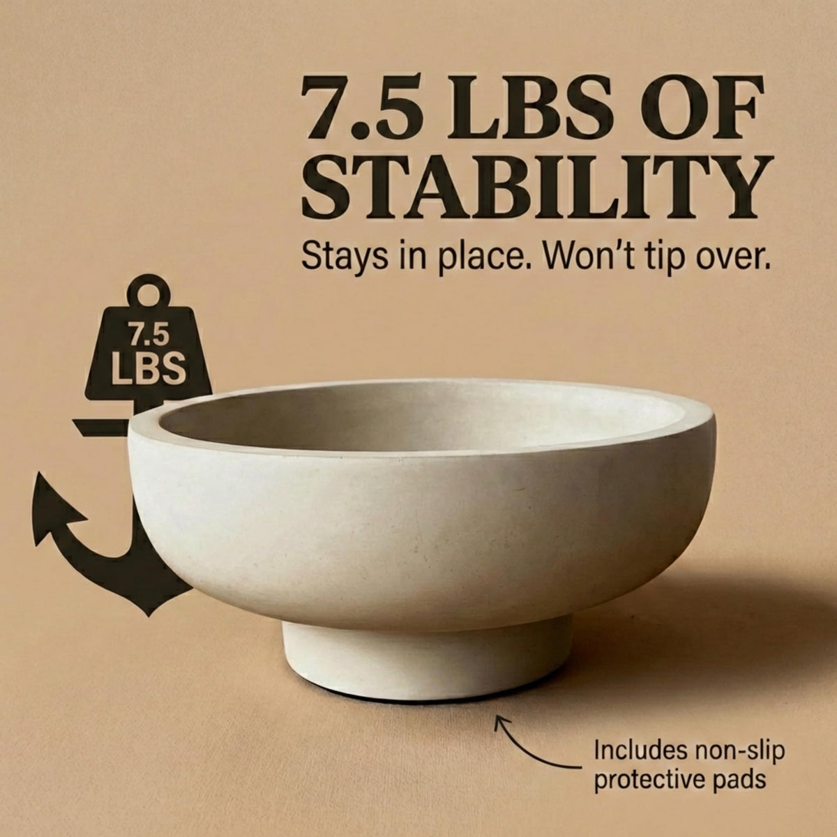 OAKOA concrete bowl fruit-holding configuration ideal for fresh produce.