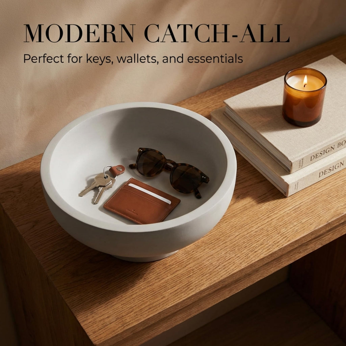 OAKOA concrete bowl heavy-base provides stable, durable everyday use.