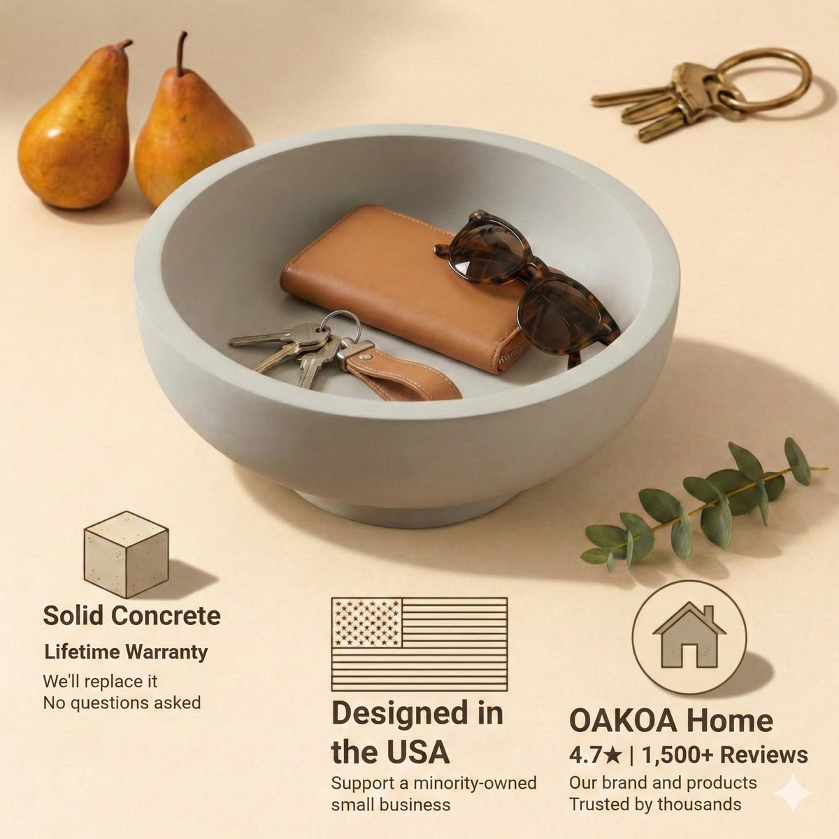 OAKOA concrete bowl on pedestal elevates elegance as a centerpiece.