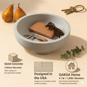 OAKOA concrete bowl on pedestal elevates elegance as a centerpiece.