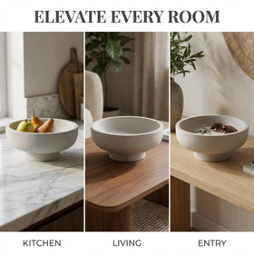 OAKOA concrete bowl smooth-surface and porous-texture; best for room-temperature items.
