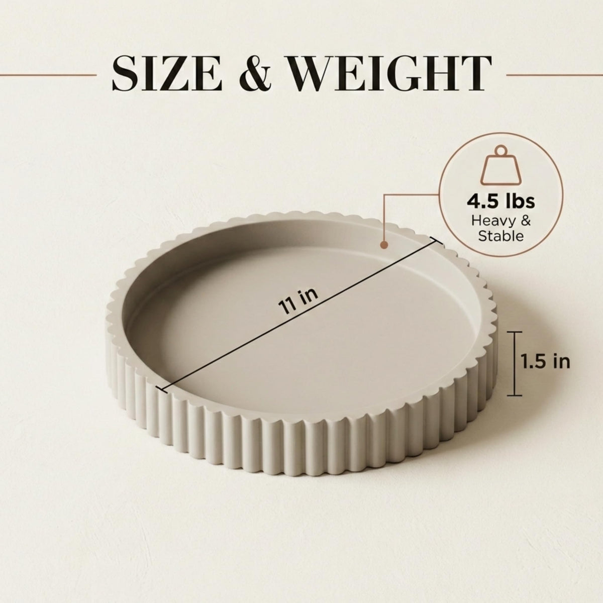 Durable OAKOA concrete tray with weight and stability for everyday use