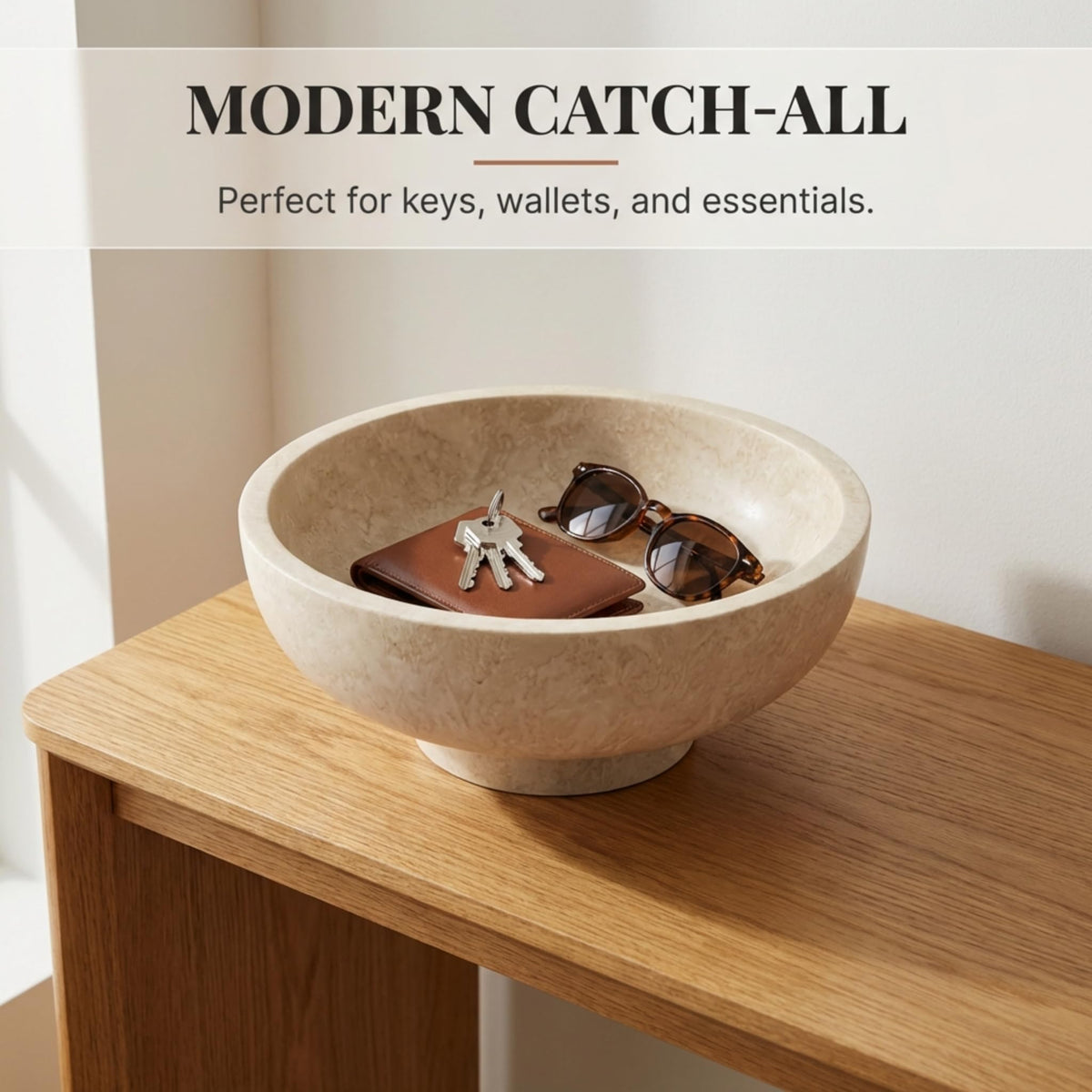 OAKOA handcrafted resin bowl with beige tones adds warmth to living spaces