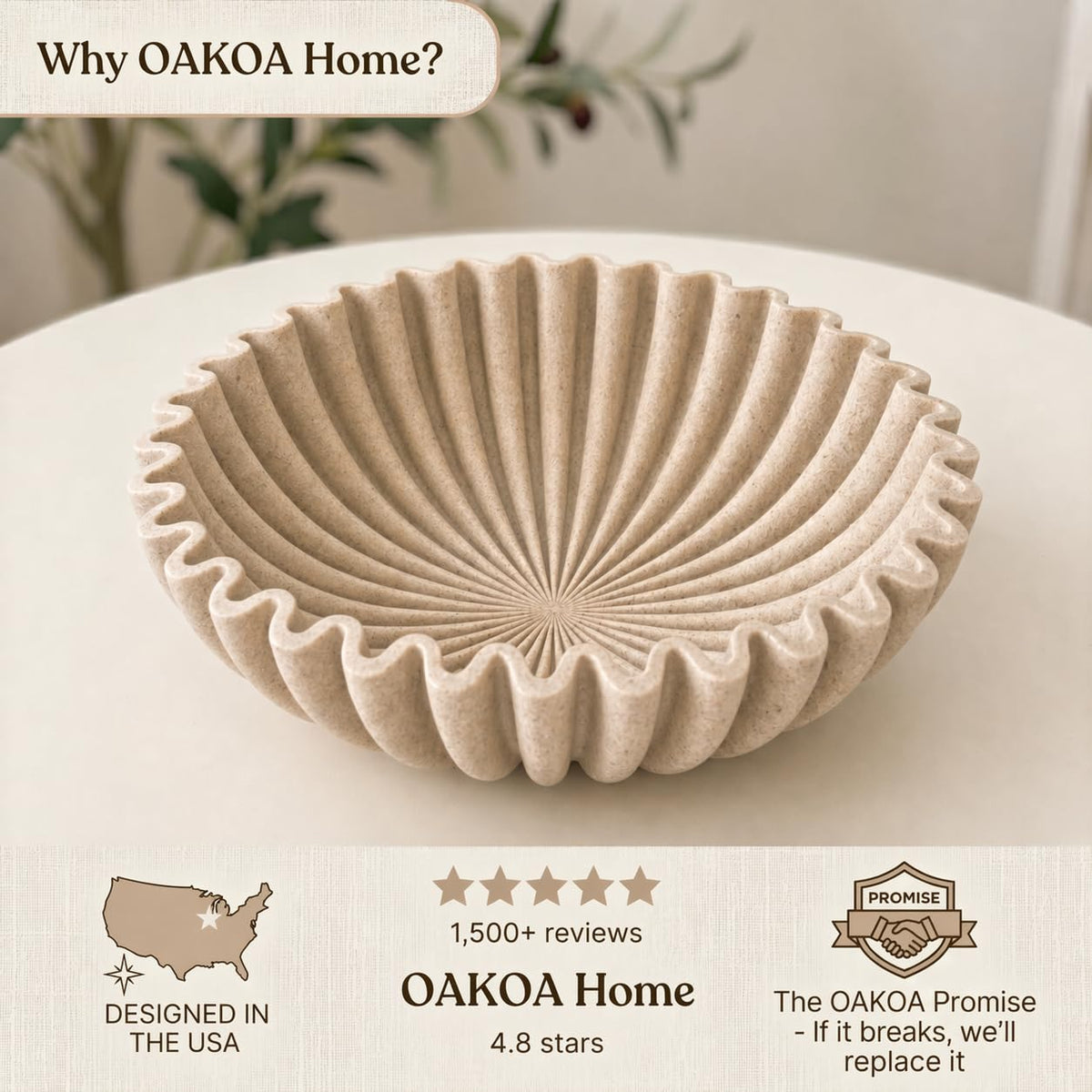 OAKOA large decorative bowl purse daily use organization