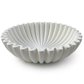 OAKOA large decorative white bowl with fluted edges for a stylish centerpiece.