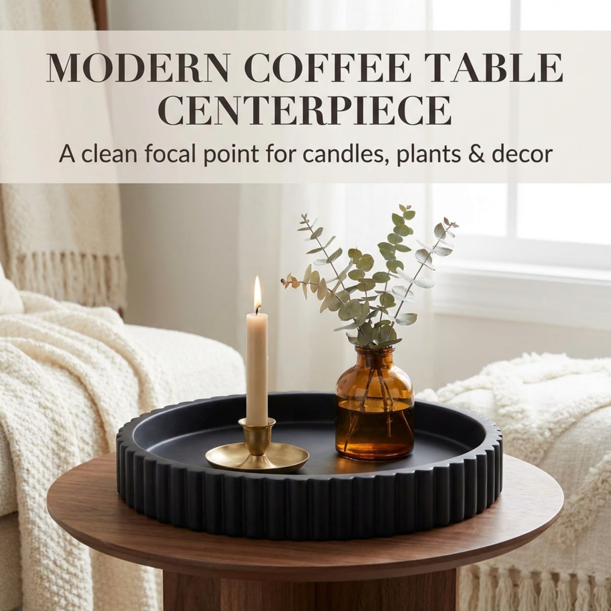 OAKOA concrete tray for coffee table decor and living room styling.