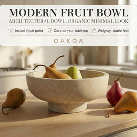 OAKOA stone-inspired resin bowl close-up shows beige hues and handcrafted texture