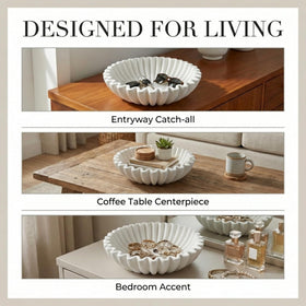 OAKOA textured concrete bowl brings sculptural interest to living spaces.