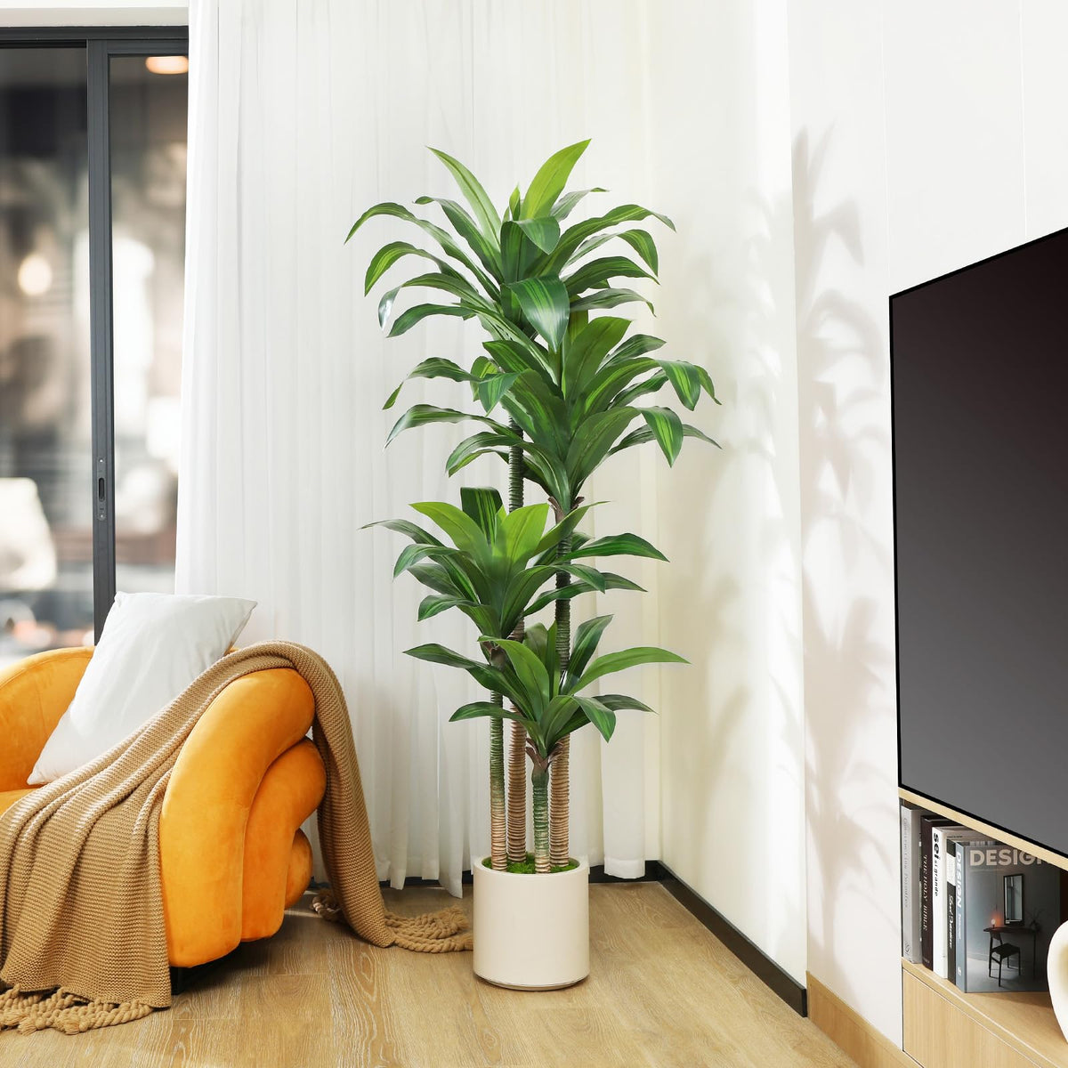 OAKRED artificial dracaena tree assembly step visual guide.