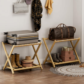 Oakvivo dual-storage rack encourages tidy packing and storage.
