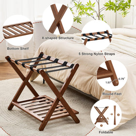 oakvivo bamboo luggage rack with sturdy edges ideal for long-term use