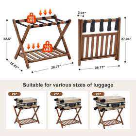 oakvivo dual shelf rack stores suitcases and shoes neatly