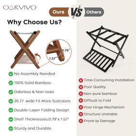 oakvivo folding luggage stand compact design fits under bed or closet
