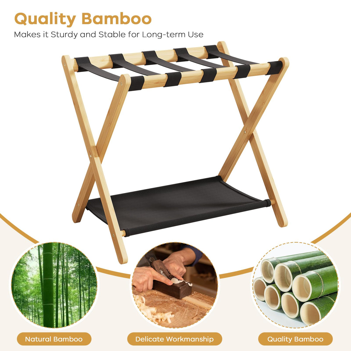 oakvivo hotel-grade luggage rack blends with any room.