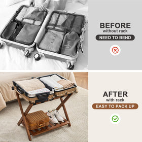 oakvivo luggage rack showcases easy setup and space-saving storage