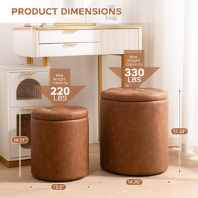 Oakvivo round ottoman with reversible lid used as a small coffee table.