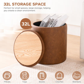 Oakvivo heavy-duty round ottoman supports up to 330 pounds.