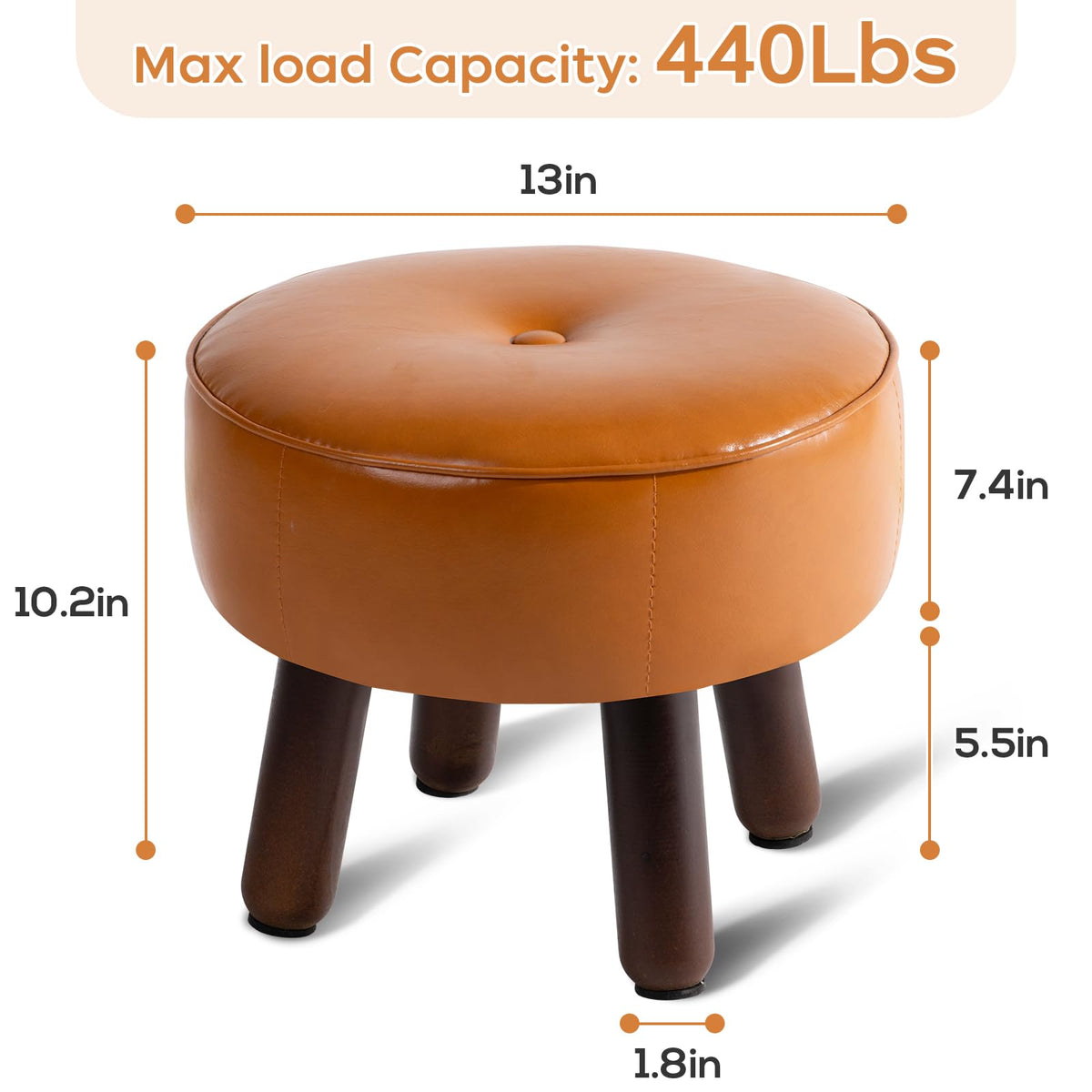 oakvivo round pouf leather ottoman enhances living room lounging.