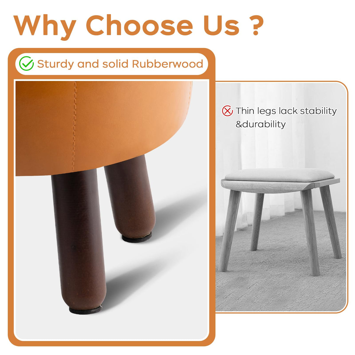 oakvivo wooden leg design offers sturdy, quiet movement.