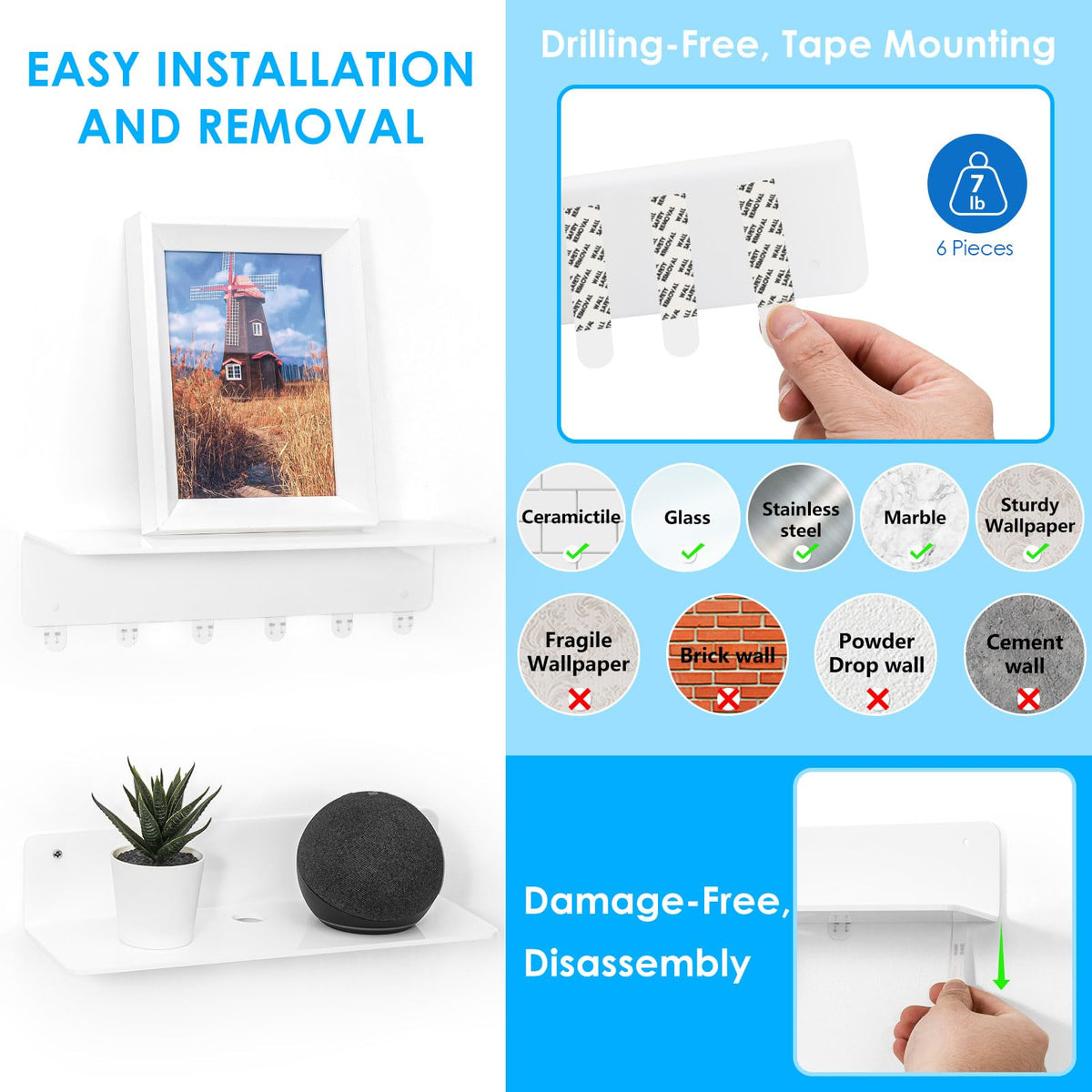 OAPRIRE adhesive installation in bathroom demonstrates drill-free setup