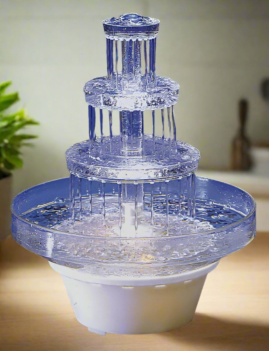 Oasis Supply 12.5-inch lighted wedding cake fountain creates a dramatic 3-tier centerpiece
