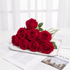 OasisTrim red rose bloom is 2.8 inches wide for balanced focal points