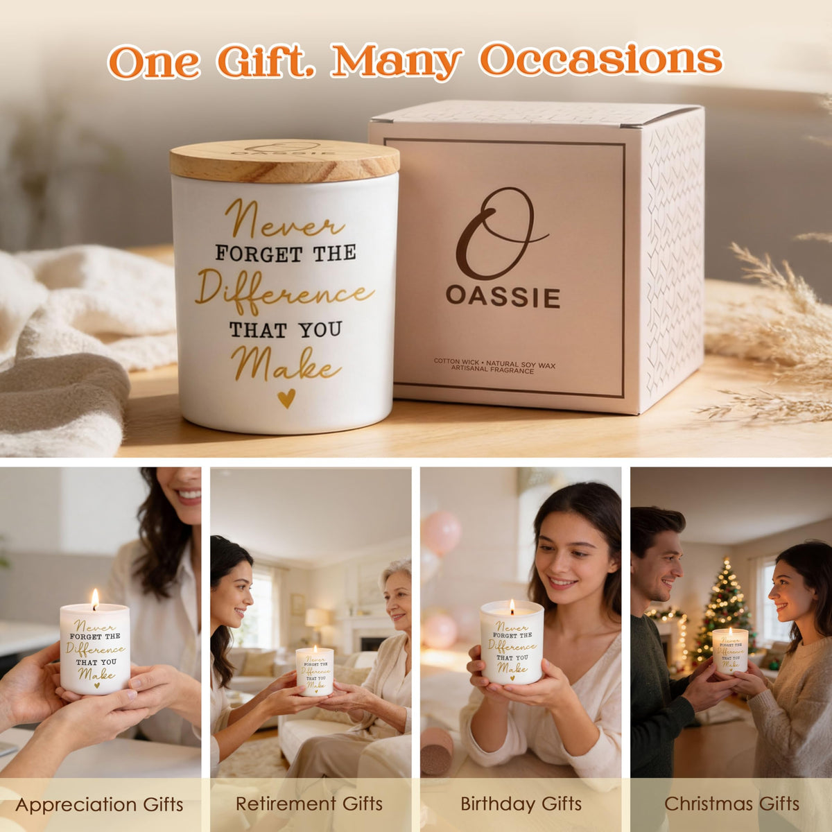 OASSIE candle shown in a cozy room scene to inspire reflection