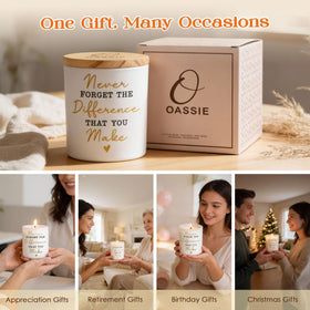 OASSIE candle shown in a cozy room scene to inspire reflection