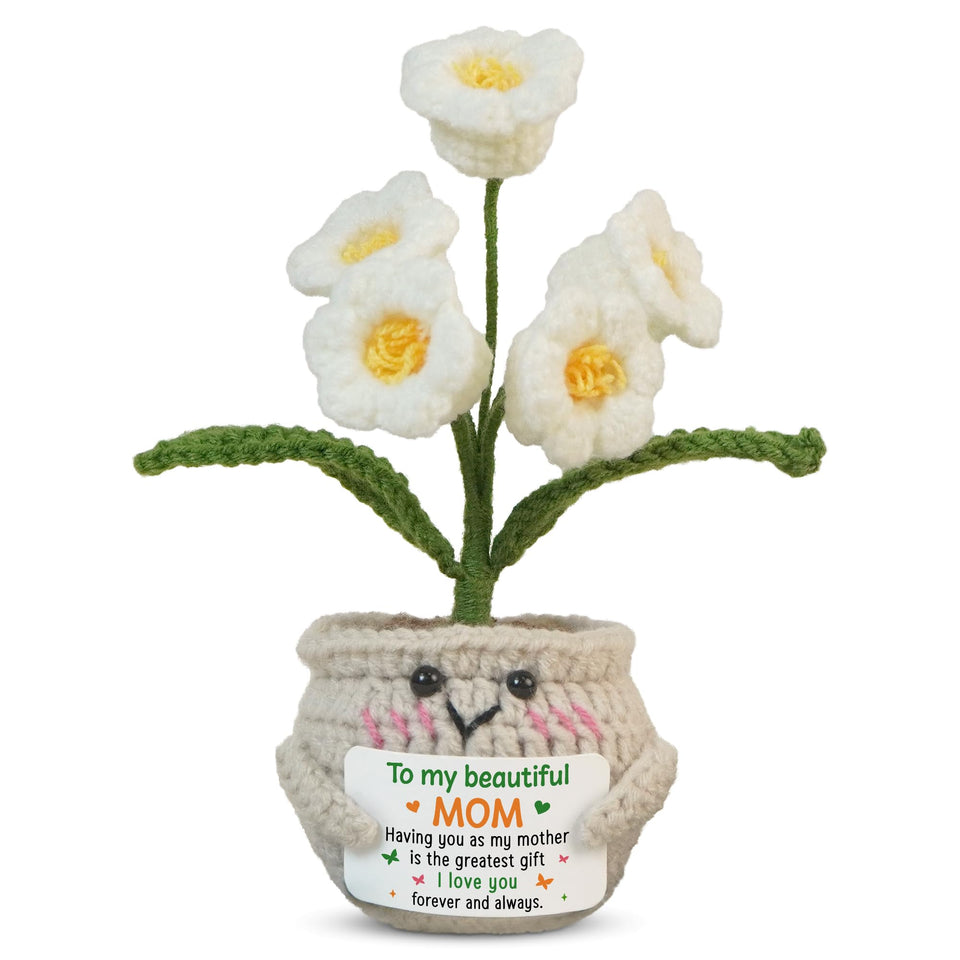 OASSIE crochet lily with card, a lasting mom gift for Mother's Day and birthdays