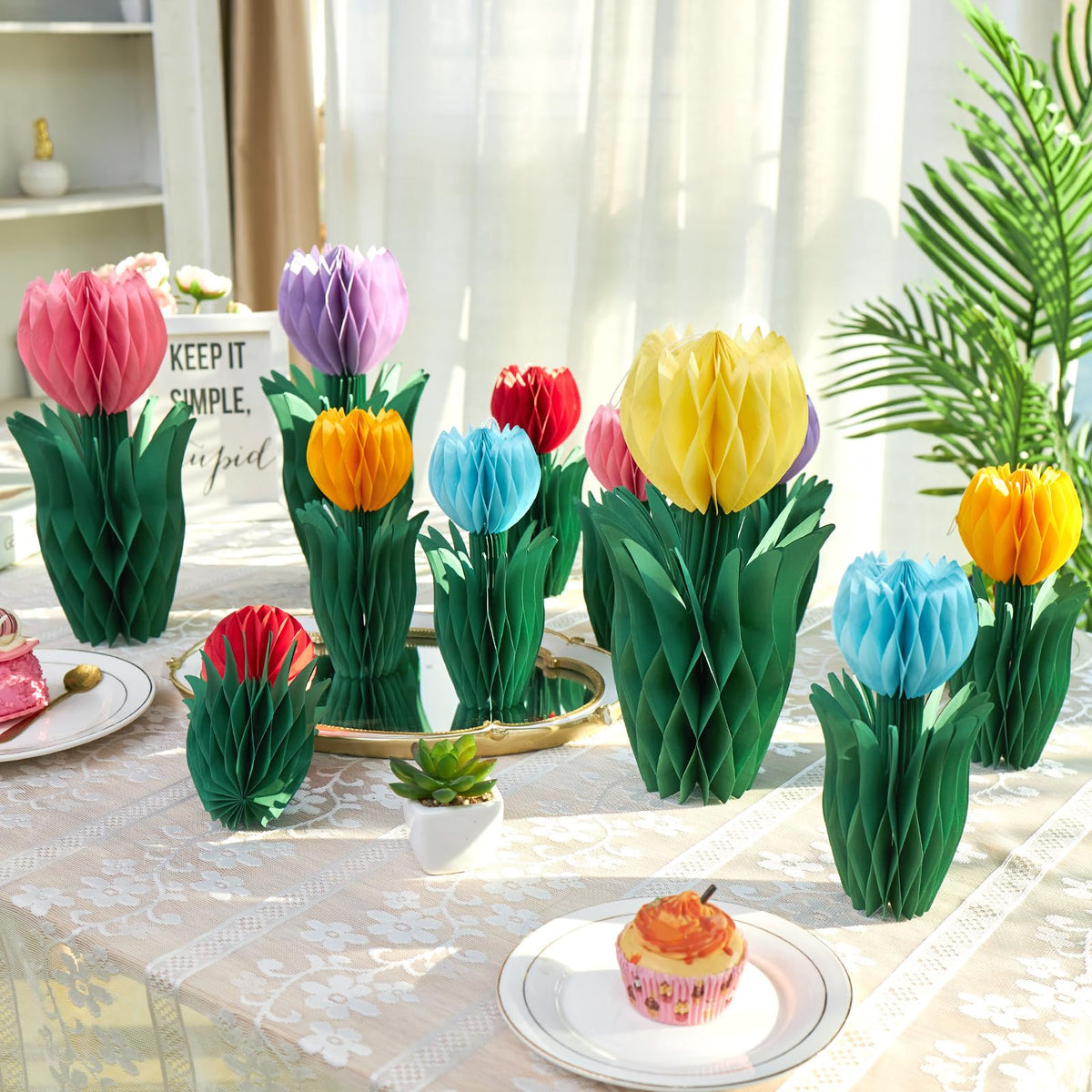 OBBOLO tulip honeycomb decor orange display pieces for bright accents.